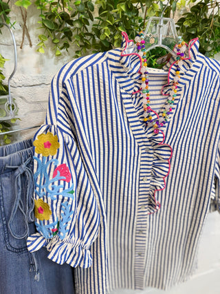 Gibson Top Blue by Umgee Shirts & Tops Umgee