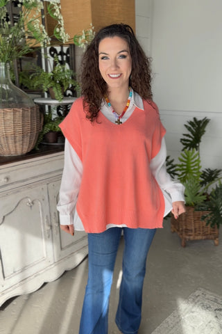 Side Stitch Sweater Salmon sweater Miss Carla