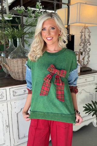 Bow Season Top Green Shirts & Tops Sage+Fig