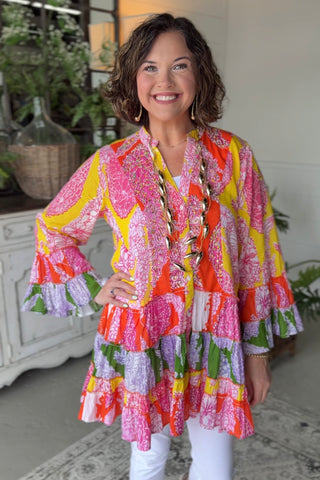 Eye Candy Tunic Pink Multi by POL Clothing Shirts & Tops Pol Clothing