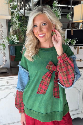Bow Season Top Green Shirts & Tops Sage+Fig