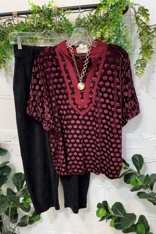 Manhattan Top Merlot by Umgee Shirts & Tops Umgee