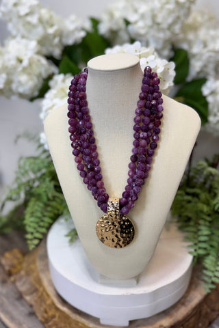 Bria Necklace Purple/Gold Necklaces Wona Trading