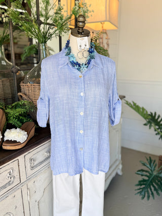 Fleming Top Lt Blue Shirts & Tops Camille & Co