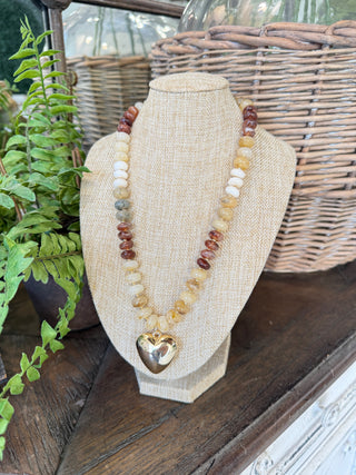 Puffed Love Necklace Natural Multi Necklaces SM Style