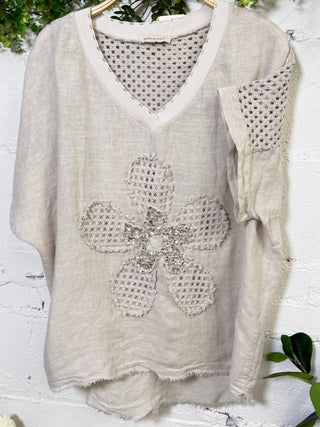Spring Bling Top Beige limited stock Shirts & Tops New Afeis