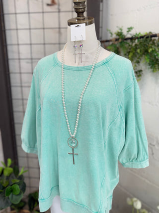Davey Top Aqua Shirts & Tops Sage & Fig