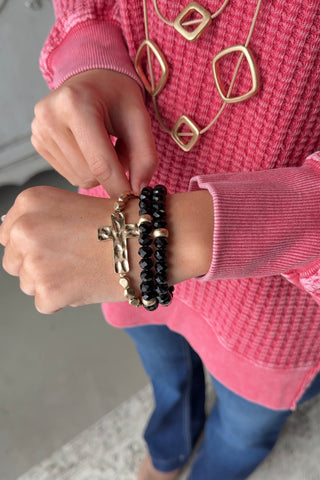 Pure Joy Cross Bracelet Black Bracelets SM Style