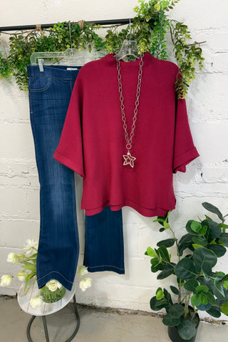 Fowler Sweater Crimson by Umgee Sweater Umgee