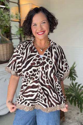Hear Me Roar Top Brown by Umgee