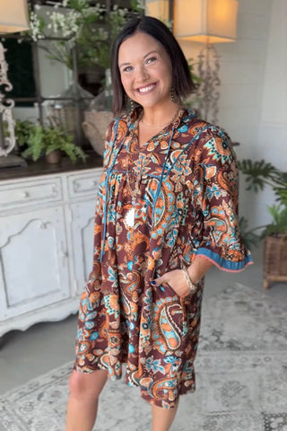 Durango Dress Brown Mix by Umgee Dresses Umgee