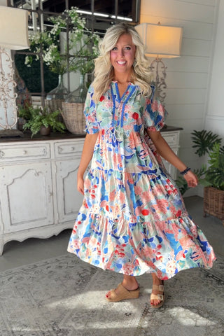 Sweet Gardens Dress Blue by Umgee RESTOCK Soon Dresses Umgee