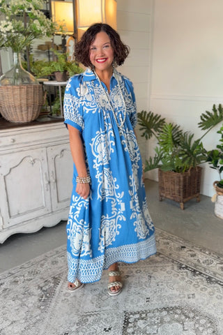 Distinction Long Dress French Blue RESTOCK Soon XL / French Blue/Ivory Distinction Long Dress French Blue RESTOCK Soon XL / French Blue/Ivory
