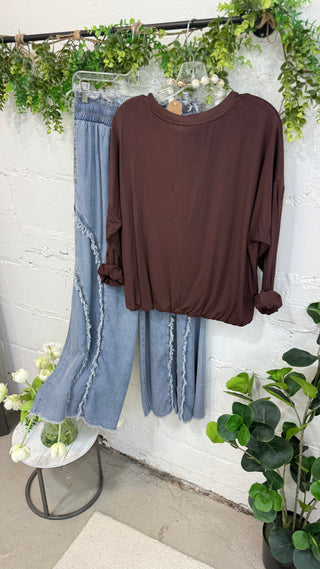 Davis Top Brown by Umgee Shirts & Tops Umgee