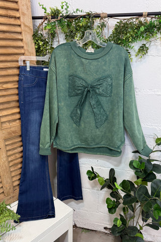 Neat Bow Green Shirts & Tops Sage & Fig