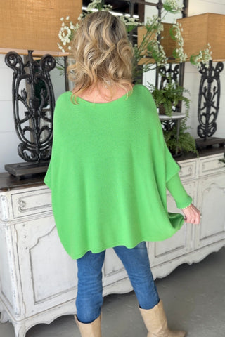 Pleating Heart Lime Green sweater Mina Rosa/Miss Carla