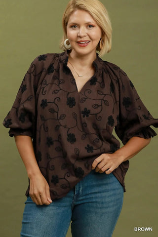 Donna Top Brown by Umgee Shirts & Tops Umgee