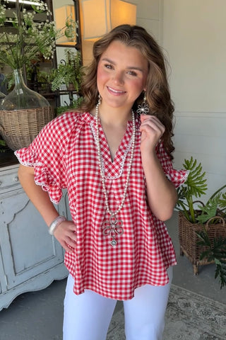 Peyton Top Red by Umgee