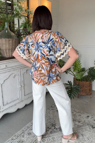 Langley Top Taupe/Blue Shirts & Tops Oddi