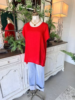 Keely Top Red Shirts & Tops Giada Fashion