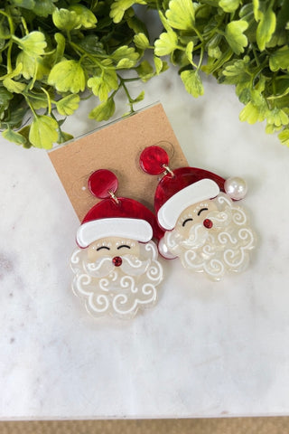 Santa Earrings Red Earrings Pink Panache