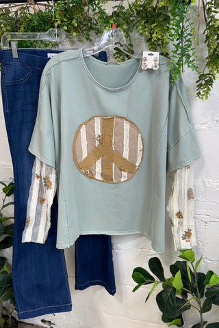 Peace Out Top Mint by Easel