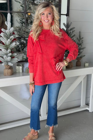Bow Up Bow Down Red Shirts & Tops Sage & Fig