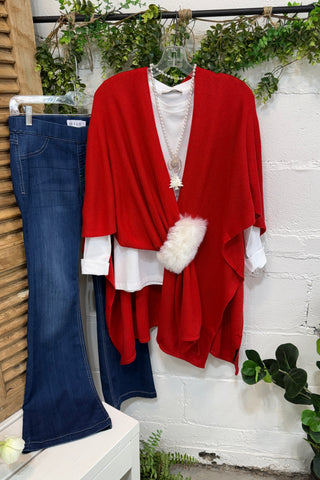 Romie Ruana Wrap Red/Ivory Wrap Wona Trading