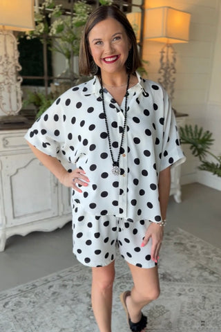 Polly Short Set White Black Short Set Oddi