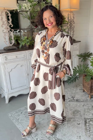 Kalani Midi Dress Cream by Umgee Dresses Umgee