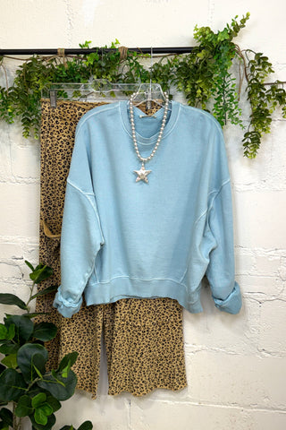 Hang On Sweatshirt Lt Blue Sweatshirt Urban Daizy