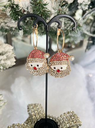 Glitzy Santa Earrings Pink Earrings Accessories To Go