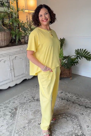 Settle Down Pant Set Yellow RESTOCK Soon Top & Pant Set Davi & Dani