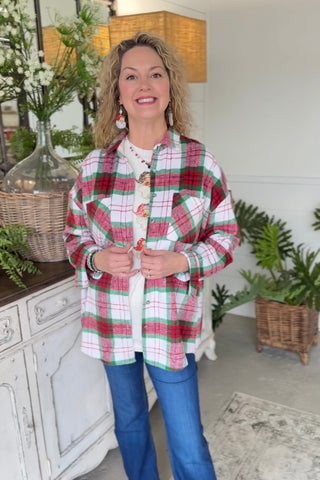 Sequoia Plaid Shacket Red/Green Shirts & Tops She + Sky