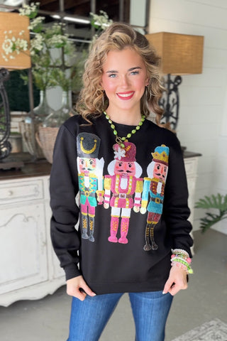 Festive Soldiers Black Sweatshirt Bling A GoGo