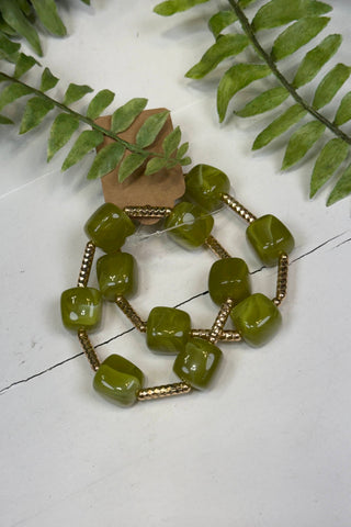 Stately Bracelet Set Olive