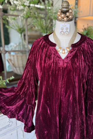Flutter Top Burgundy by Umgee Shirts & Tops Umgee
