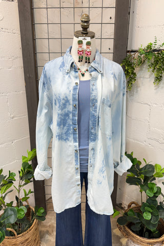 Holiday Denim Shacket Nutcrackers Shirts & Tops Raisin' Arrows