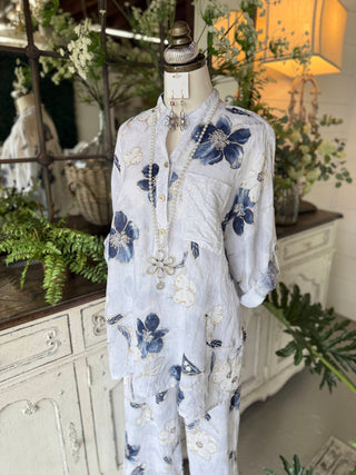 Oceanside Linen Top White Top S F Moda