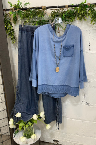 Denisha Top Blue Shirts & Tops MuMu