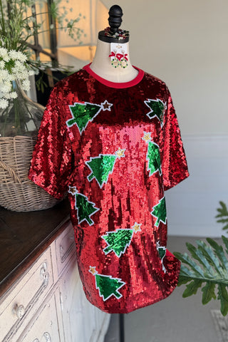 Holiday Sparkle Tunic Dress Red Dress/Tunic Wona Trading