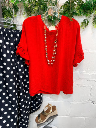 Carey Top Tomato Red Shirts & Tops Umgee