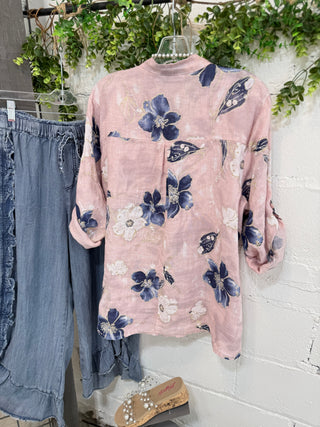 Oceanside Linen Top Blush Top S F Moda