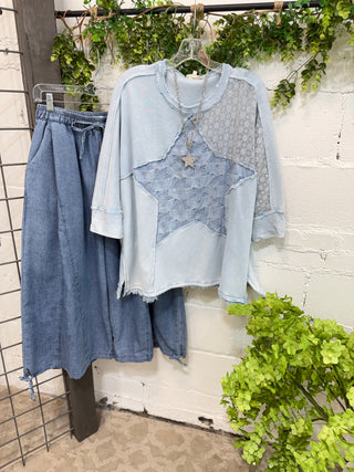 Lucky Stars Top Sky Blue by Easel Shirts & Tops Easel