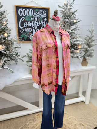 Rosey Santa Red Multi Shacket Shacket J coons