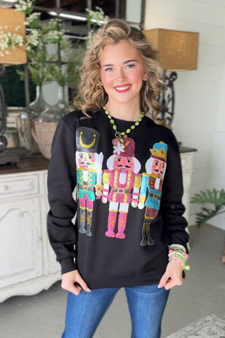 Festive Soldiers Black Sweatshirt Bling A GoGo