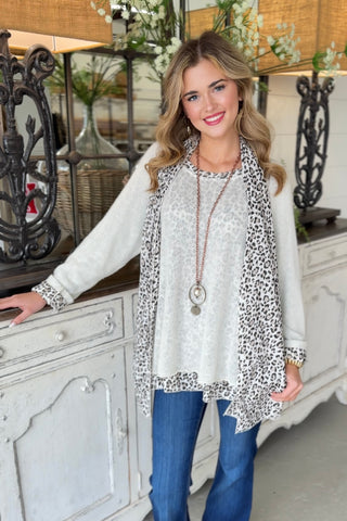 Cloaked Dusty Blue Leopard Shirts & Tops Prospero