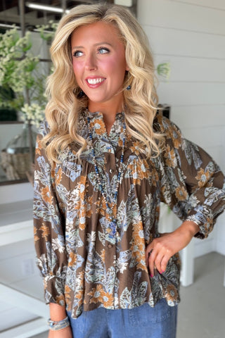 Kirsten Mocha Bloom by Easel Shirts & Tops eesome