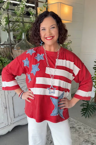 Unwavering Top Red Shirts & Tops Blue Velvet