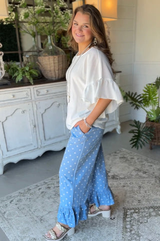 Domino Pants Lt Denim Pants Vine & Love